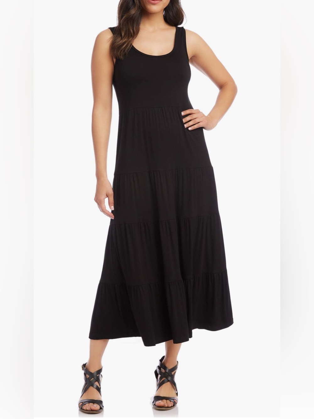 Karen Kane Black V-Neck Tank Midi Dress